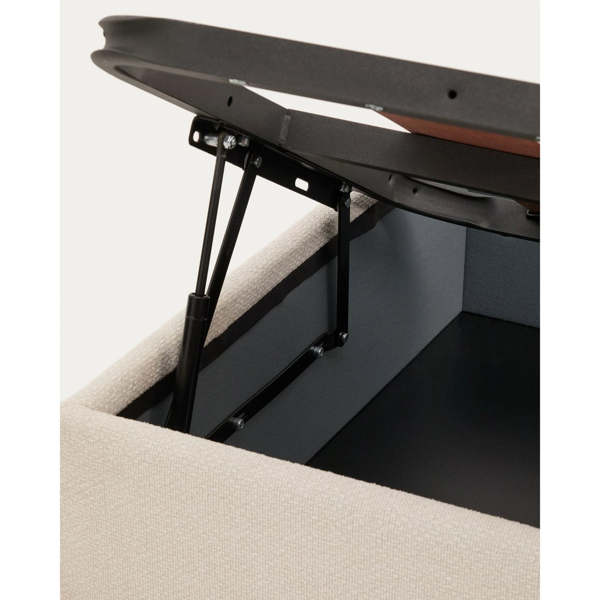 Abziehbares, seitlich aufklappbares Bett mit Stauraum Nelzi für Matratzengröße 90 x 200 cm in ecrufarbener Chenille, 100 % FSC von Kave Home – Produktbild 9