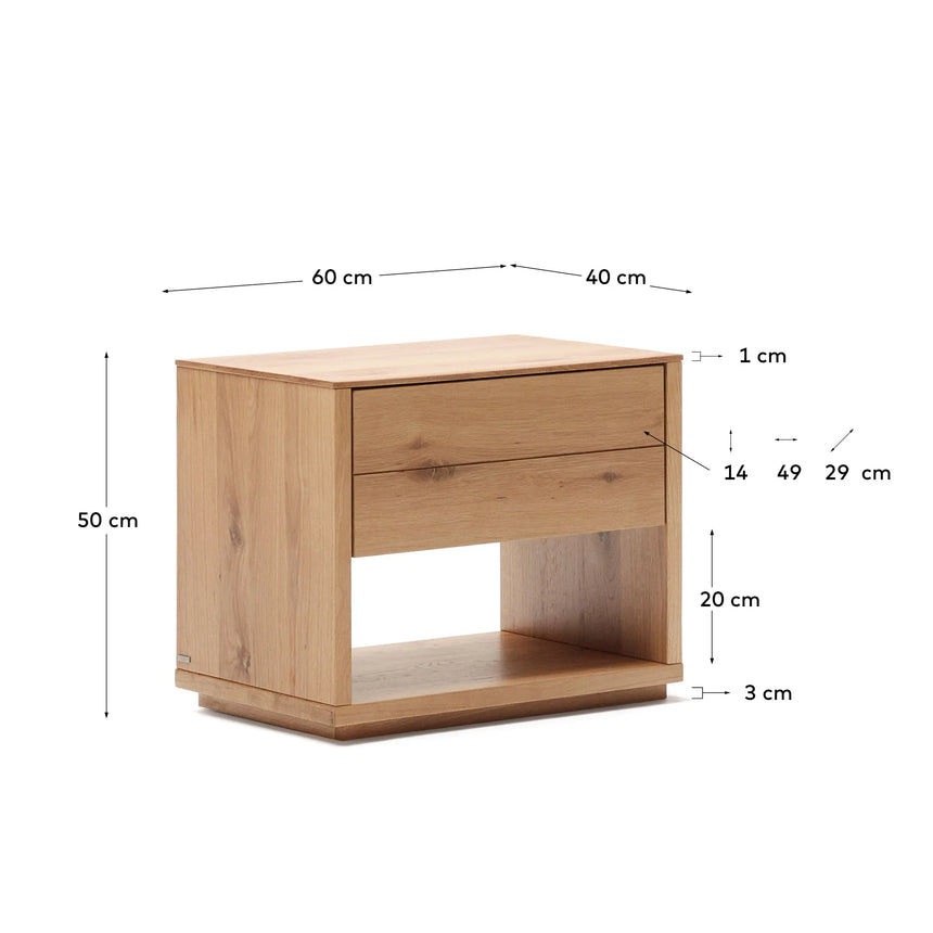Alguema Nachttisch Eichenfurnier natürliches Finish 60 x 50 cm von Kave Home – Produktbild 6