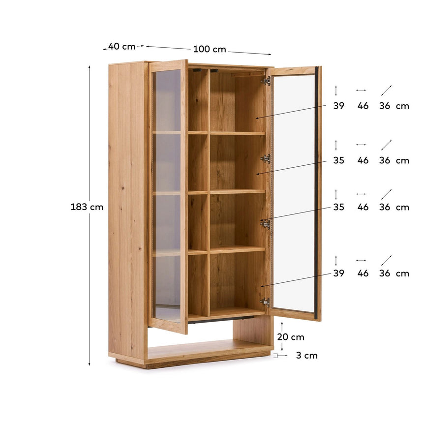 Alguema Vitrine aus Eichenfurnier mit natürlichem Finish 100 x 185 cm von Kave Home – Bild 3
