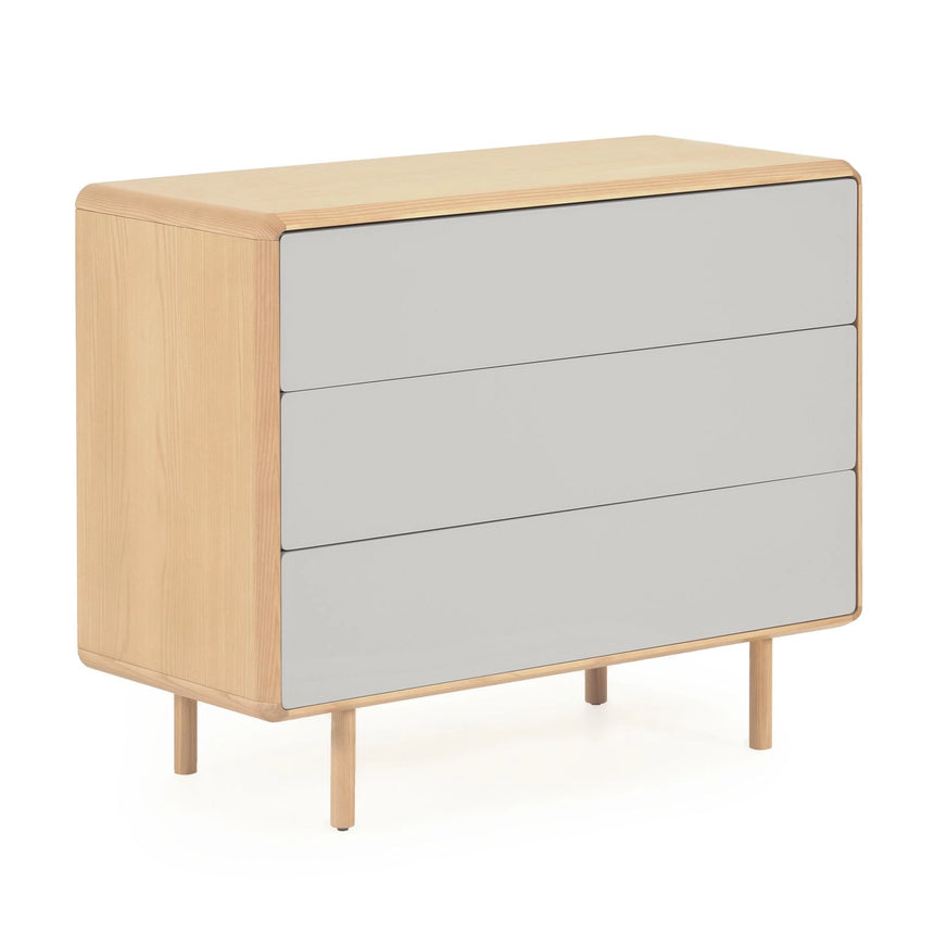 Anielle Kommode mit 3 Schubladen aus massiver Esche und Eschenfurnier 99 x 78,5 cm von Kave Home – Bild 1
