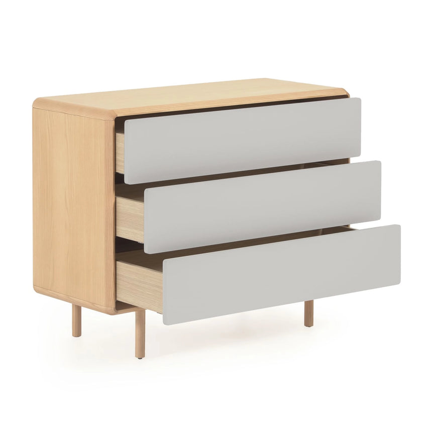 Anielle Kommode mit 3 Schubladen aus massiver Esche und Eschenfurnier 99 x 78,5 cm von Kave Home – Bild 6