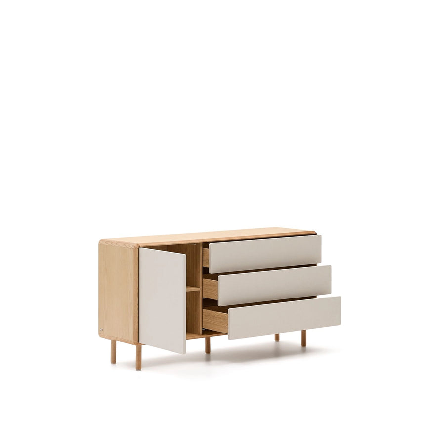 Anielle Sideboard 1 Türe und 3 Schubladen aus Esche massiv und Furnier 150 x 78 cm von Kave Home – Bild 8