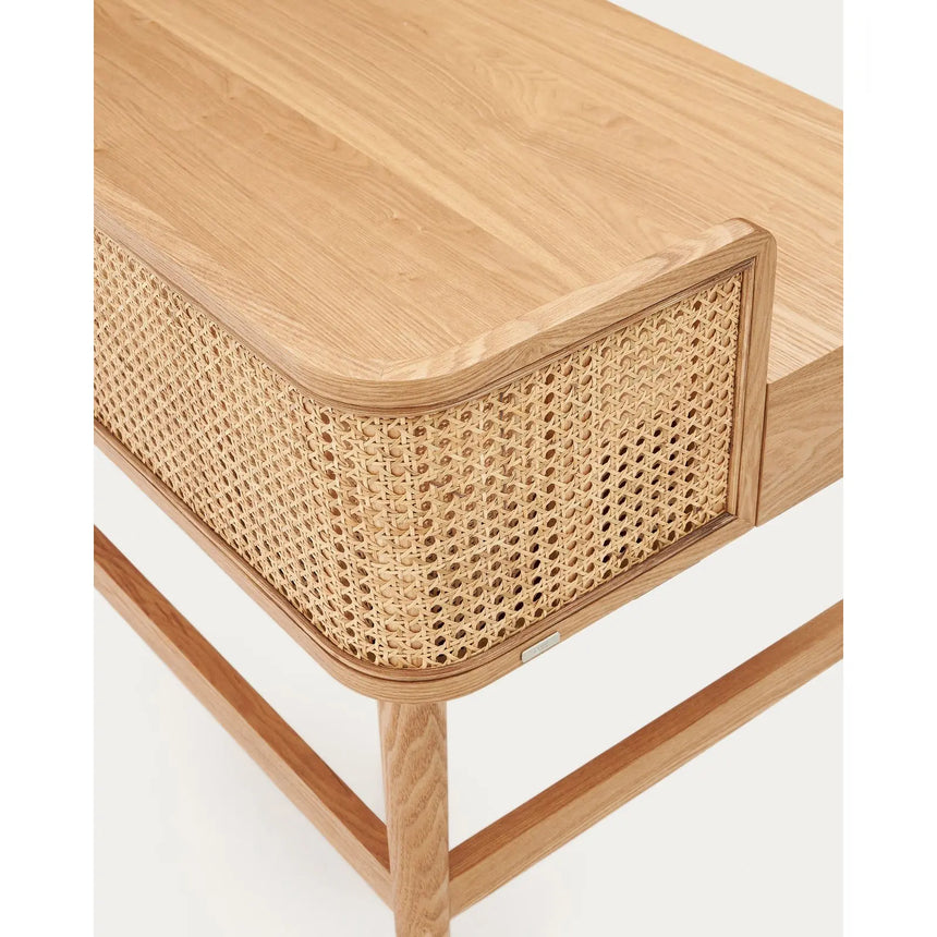 Araxi Tisch aus Eschenfurnier und massiver Esche und Rattan 105 x 62 cm von Kave Home – Bild 9
