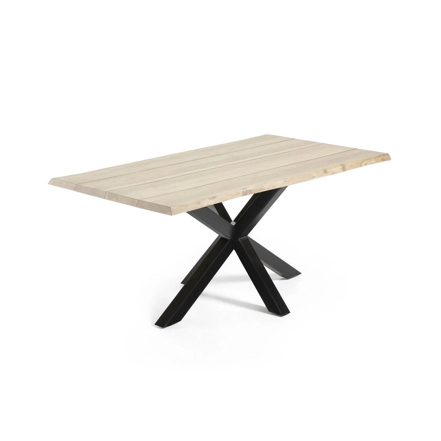 Argo Tisch Eichenfurnier m. gebleichtem Finish Stahlbeine m. schwarzem Finish 160 x 90 cm von Kave Home – Bild 1