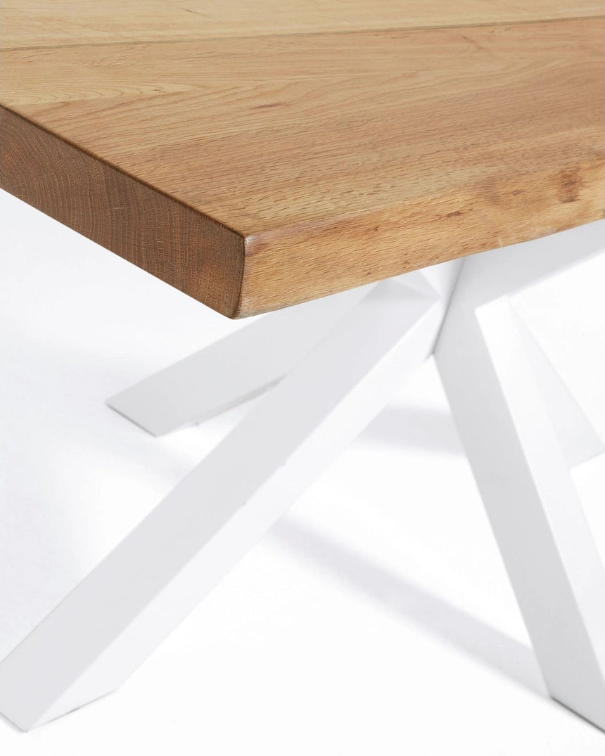 Argo Tisch Eichenfurnier mit natürlichem Finish Stahlbeine mit weißem Finish 160 x 90 cm von Kave Home – Bild 4
