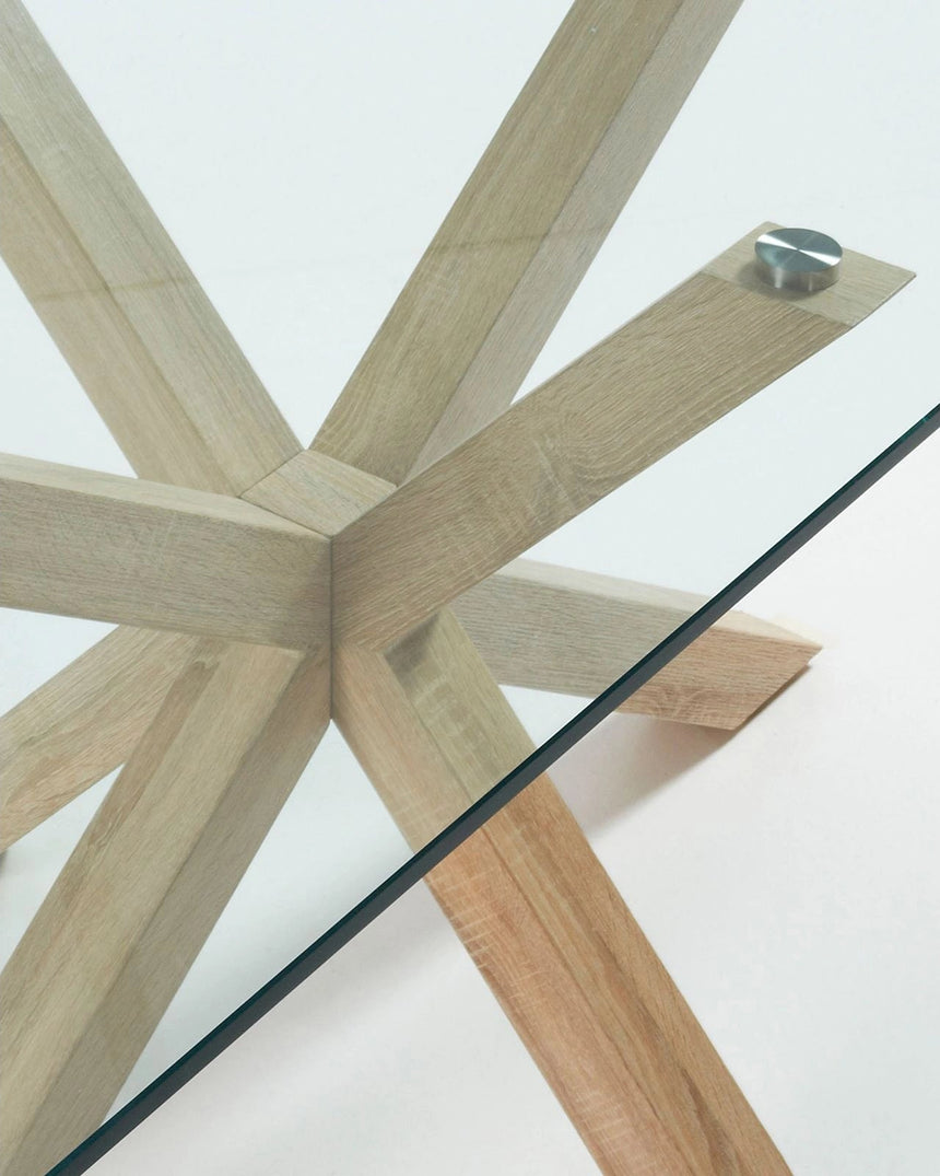 Argo Tisch aus Glas und Stahlbeine in Holzoptik 200 x 100 cm von Kave Home – Bild 7