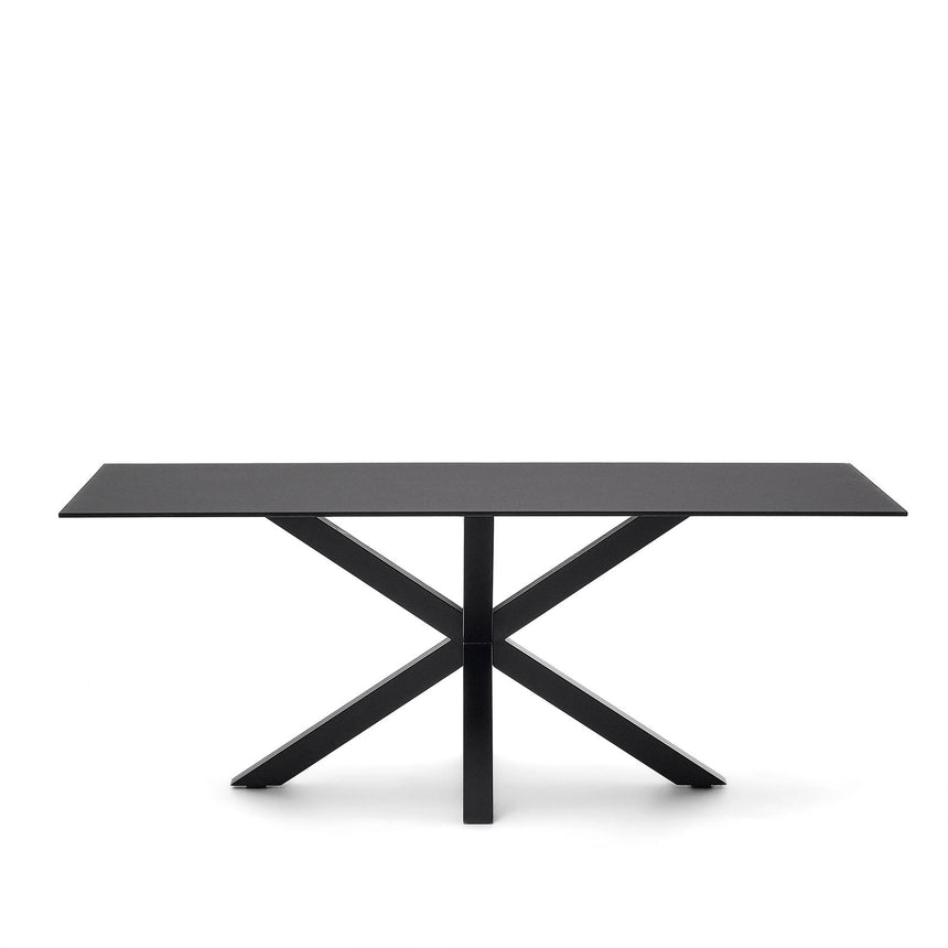 Argo Tisch aus schwarzem Glas und schwarzen Stahlbeinen 200 x 100 cm von Kave Home – Bild 1