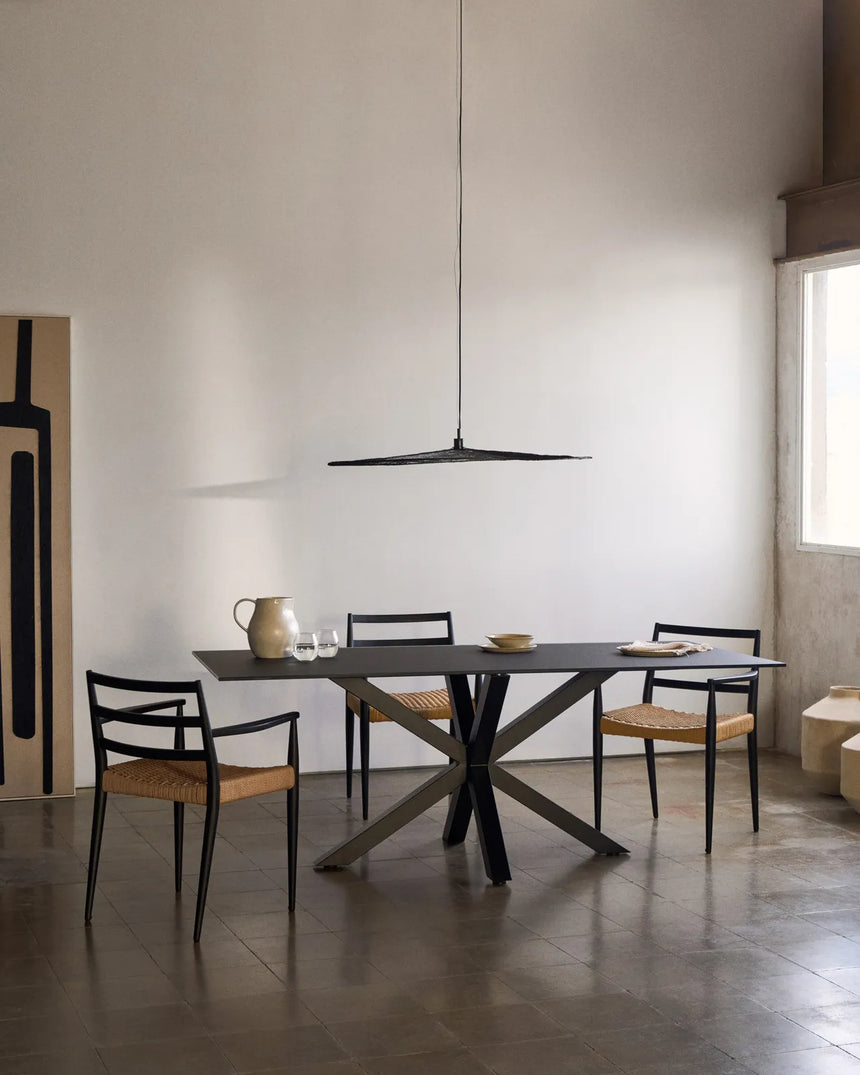 Argo Tisch aus schwarzem Glas und schwarzen Stahlbeinen 200 x 100 cm von Kave Home – Bild 2