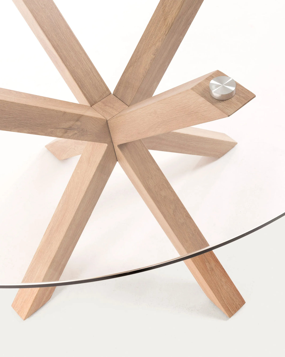 Argo runder Tisch aus Glas und Stahlbeine mit Holzoptik Ø 119 cm von Kave Home – Produktbild 9