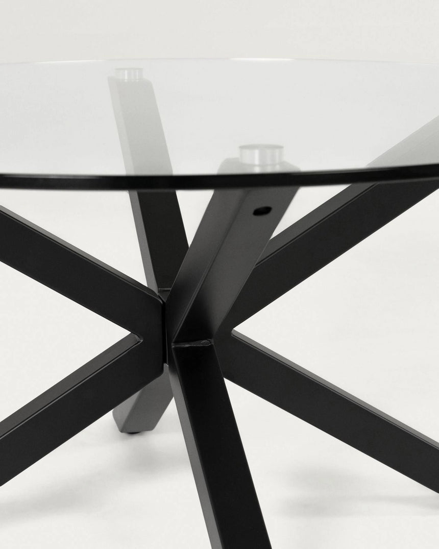Argo runder Tisch aus Glas und Stahlbeine mit schwarzem Finish Ø 119 cm von Kave Home – Bild 6