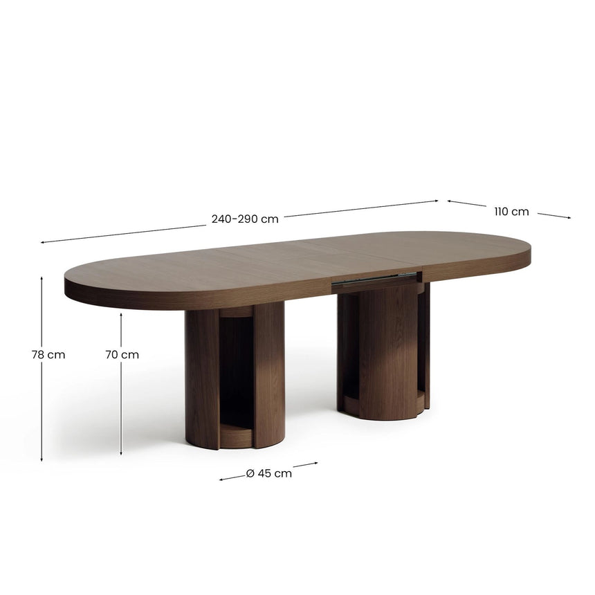 Artis ausziehbarer ovaler Tisch aus Massivholz und Eichenfurnier, FSC 100%, 240 (290) x 110 cm von Kave Home – Bild 3