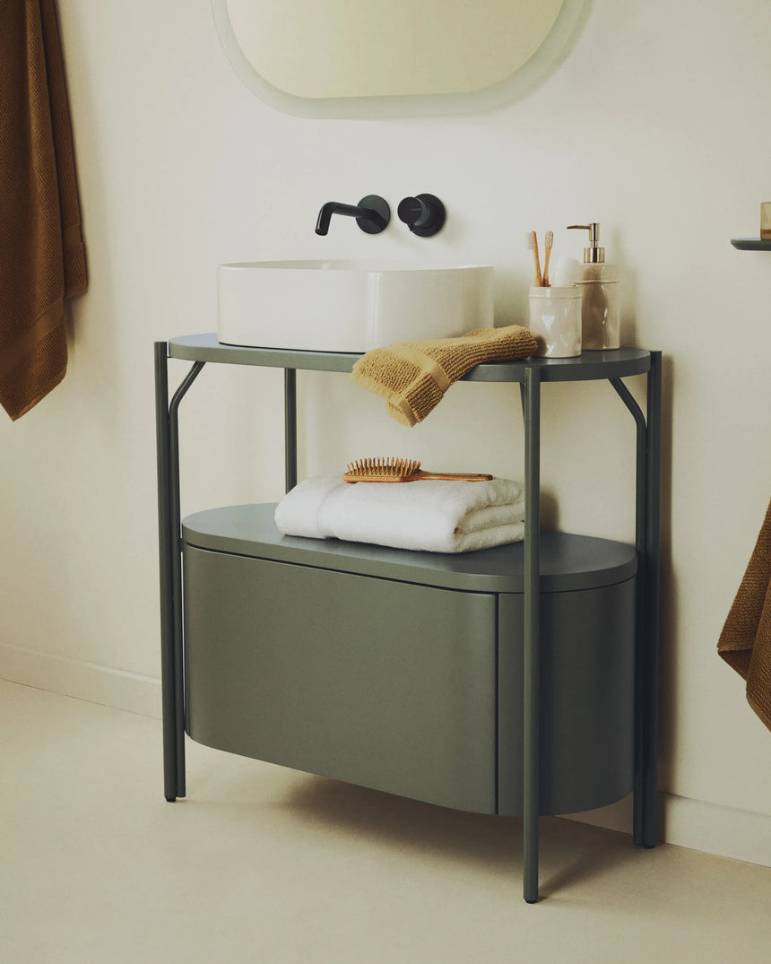 Badezimmermöbel Arely mit Stahlgestell und grün lackiertem MDF, 90 x 40 cm von Kave Home – Produktbild 2
