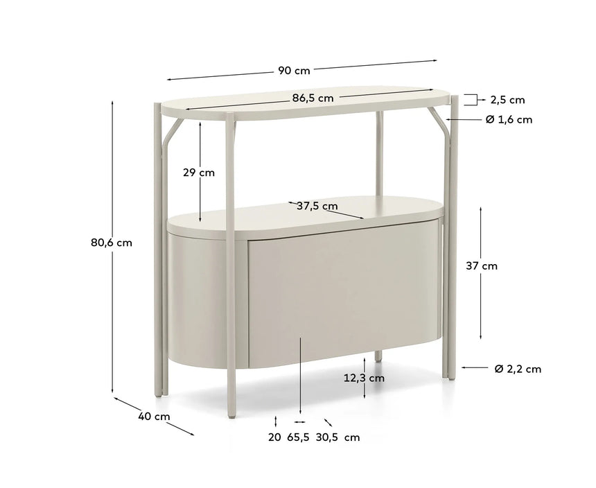 Badezimmermöbel Arely mit Stahlgestell und weiß lackiertem MDF, 90 x 40 cm von Kave Home – Produktbild 4