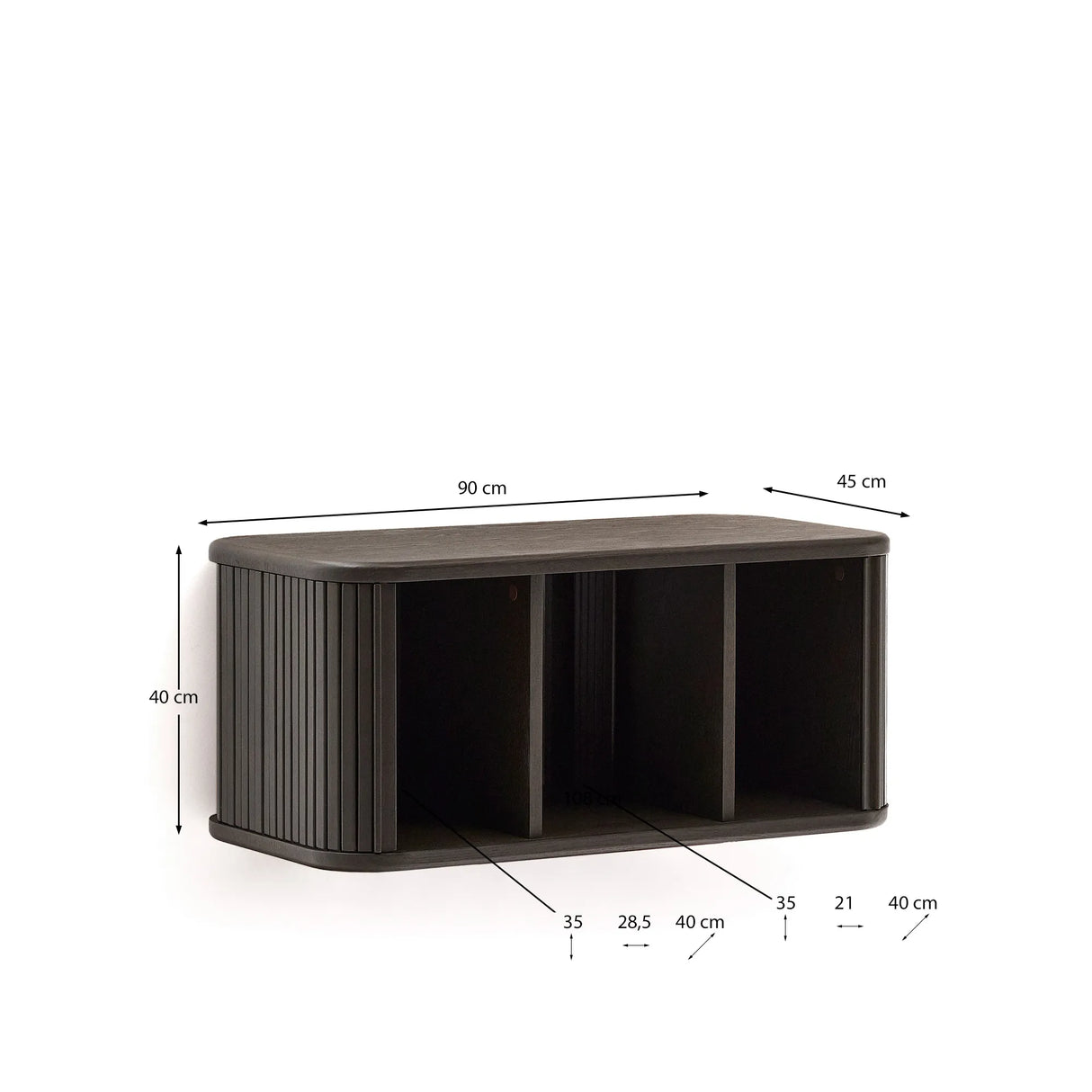 Badezimmermöbel Mailen aus Eschenfurnier mit dunklem Finish 90 x 45 cm von Kave Home – Produktbild 6