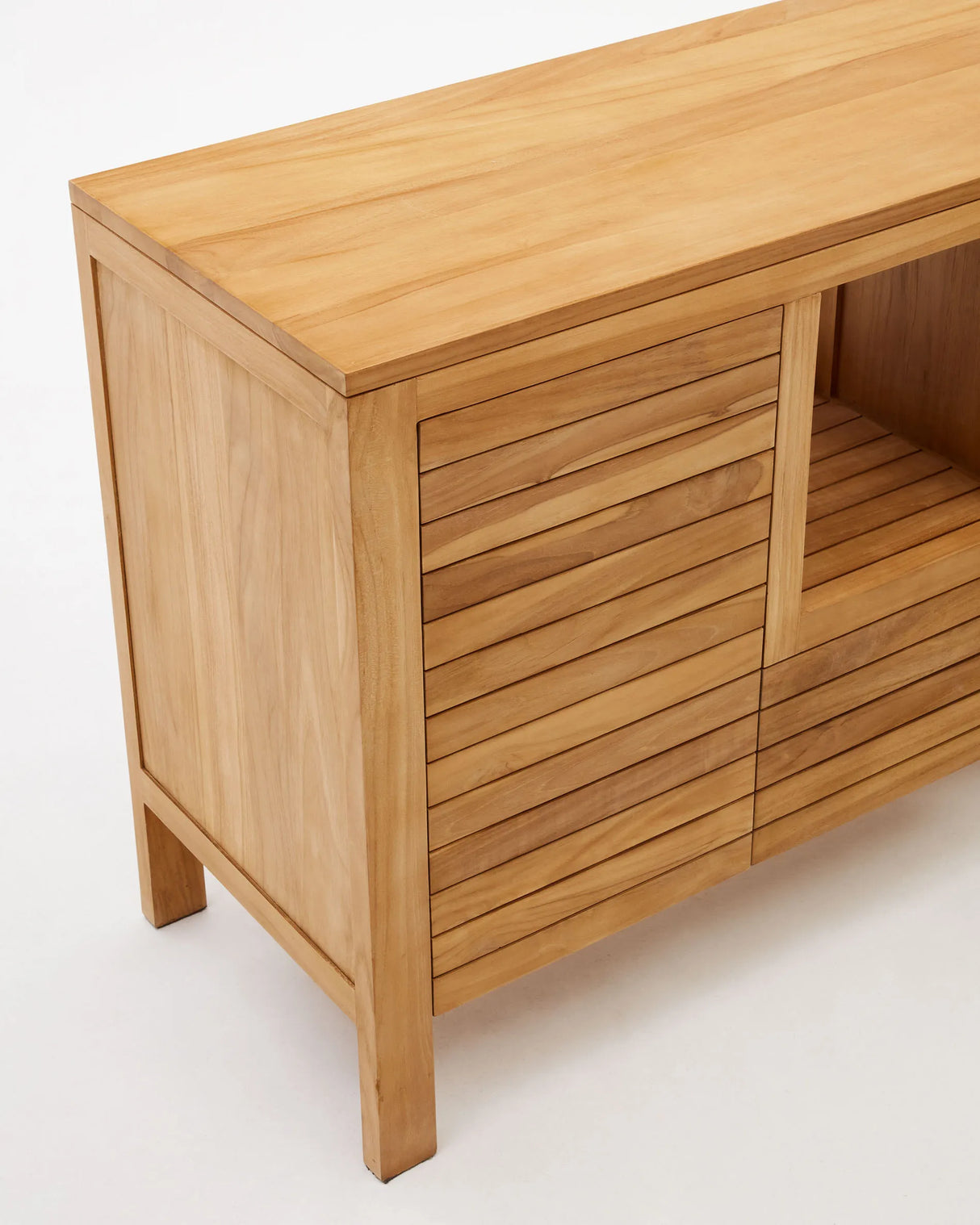 Badezimmermöbel Neria aus massivem Teakholz natürlichem Finish 120 x 45 cm von Kave Home – Produktbild 1