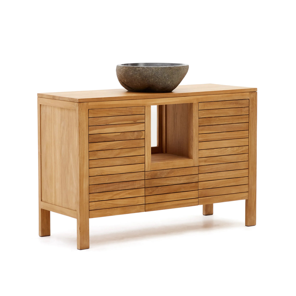 Badezimmermöbel Neria aus massivem Teakholz natürlichem Finish 120 x 45 cm von Kave Home – Produktbild 15