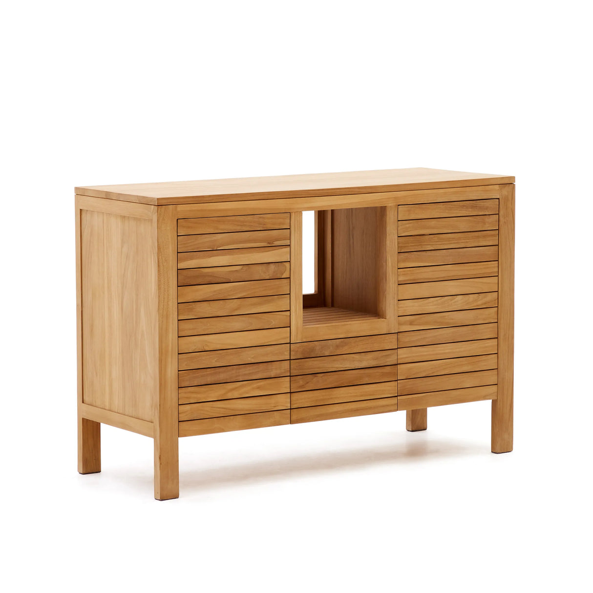 Badezimmermöbel Neria aus massivem Teakholz natürlichem Finish 120 x 45 cm von Kave Home – Produktbild 9