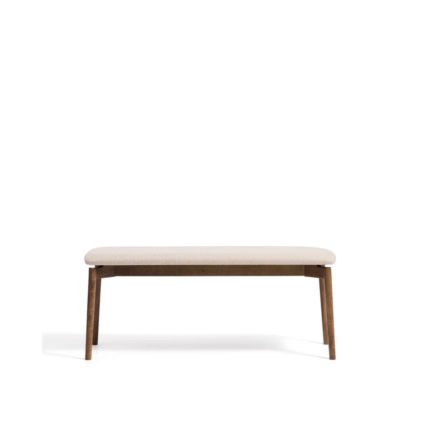 Bank Evera aus Eichenfurnier mit Nussbaumfinish oder naturfarben und Chenille, 122 cm von Kave Home – Bild 1