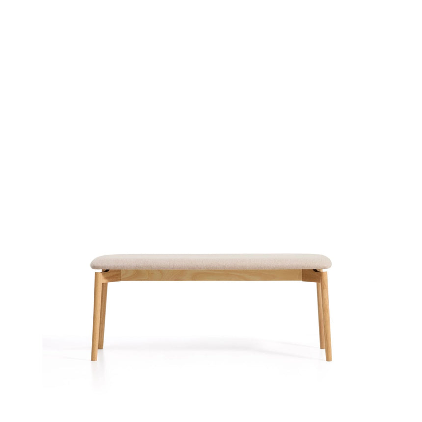 Bank Evera aus Eichenfurnier mit naturfarbenem Finish und beiger Chenille, 122 cm von Kave Home – Bild 1