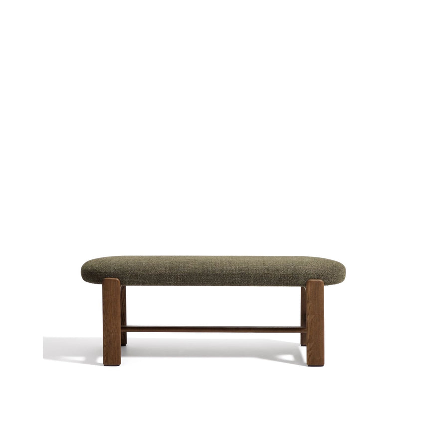 Bank Granite mit grüner Chenille und massivem Eschenholz mit Nussbaumfinish, 120 cm, FSC 100 % von Kave Home – Bild 1