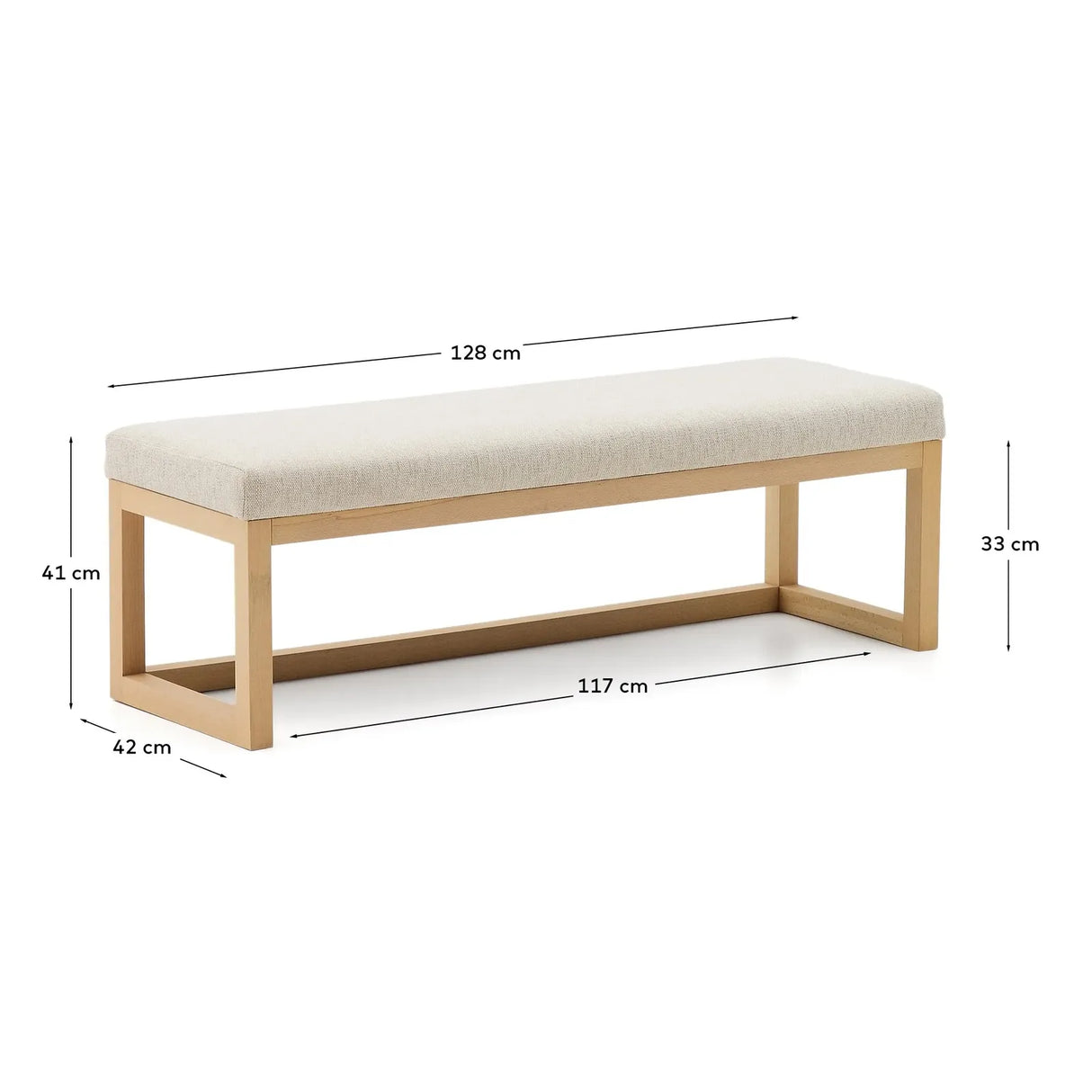 Bank Loya aus beiger Chenille und Buchenholz 128 cm - ZEN ZONE Furniture