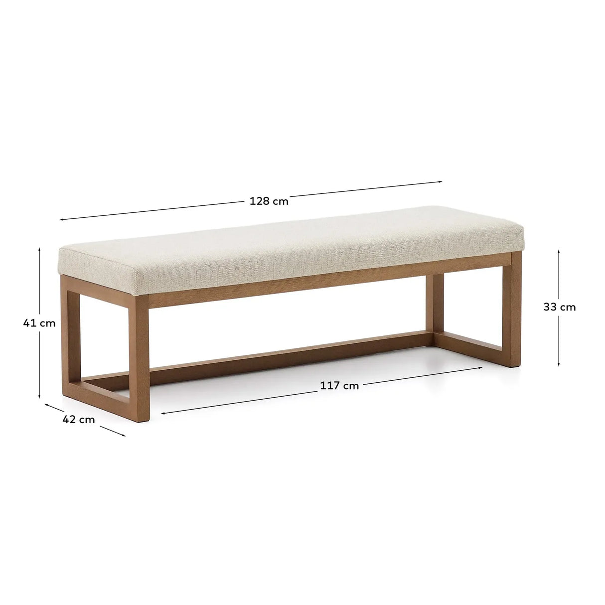 Bank Loya aus beiger Chenille und Buchenholz mit Nussbaum-Finish 128 cm - ZEN ZONE Furniture