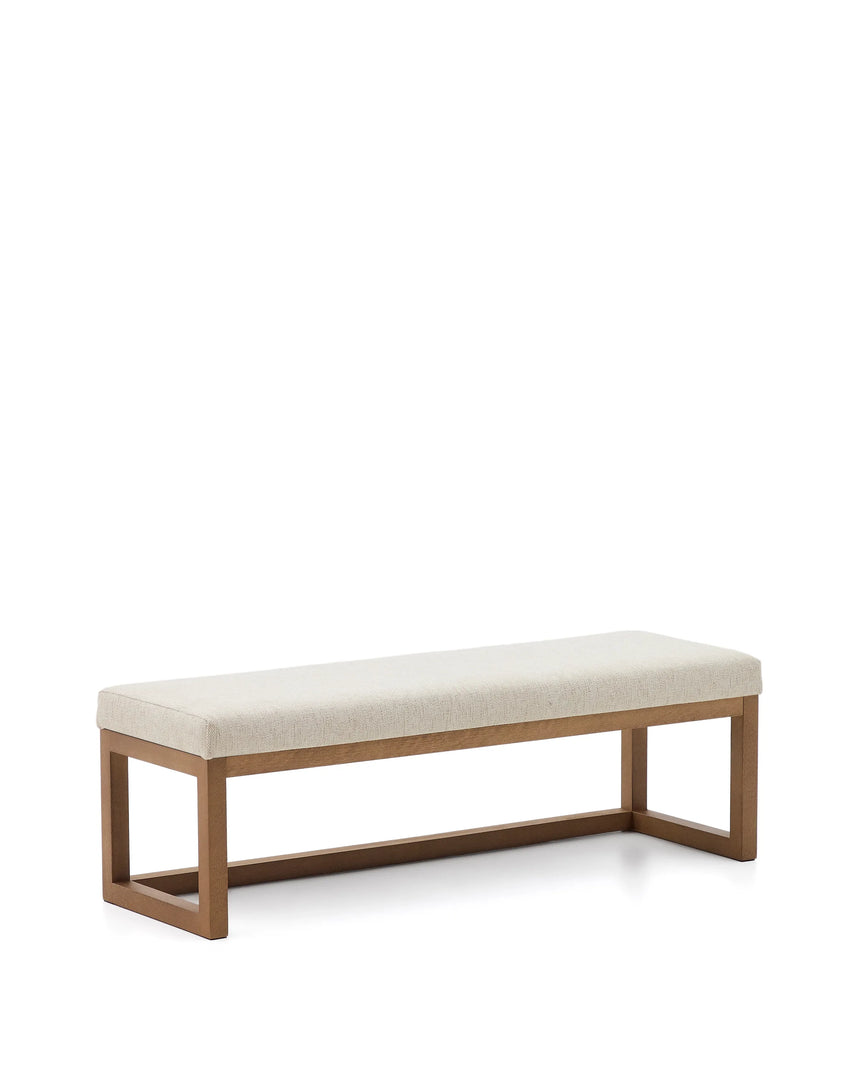 Bank Loya aus beiger Chenille und Buchenholz mit Nussbaum-Finish 128 cm von Kave Home – Produktbild 5