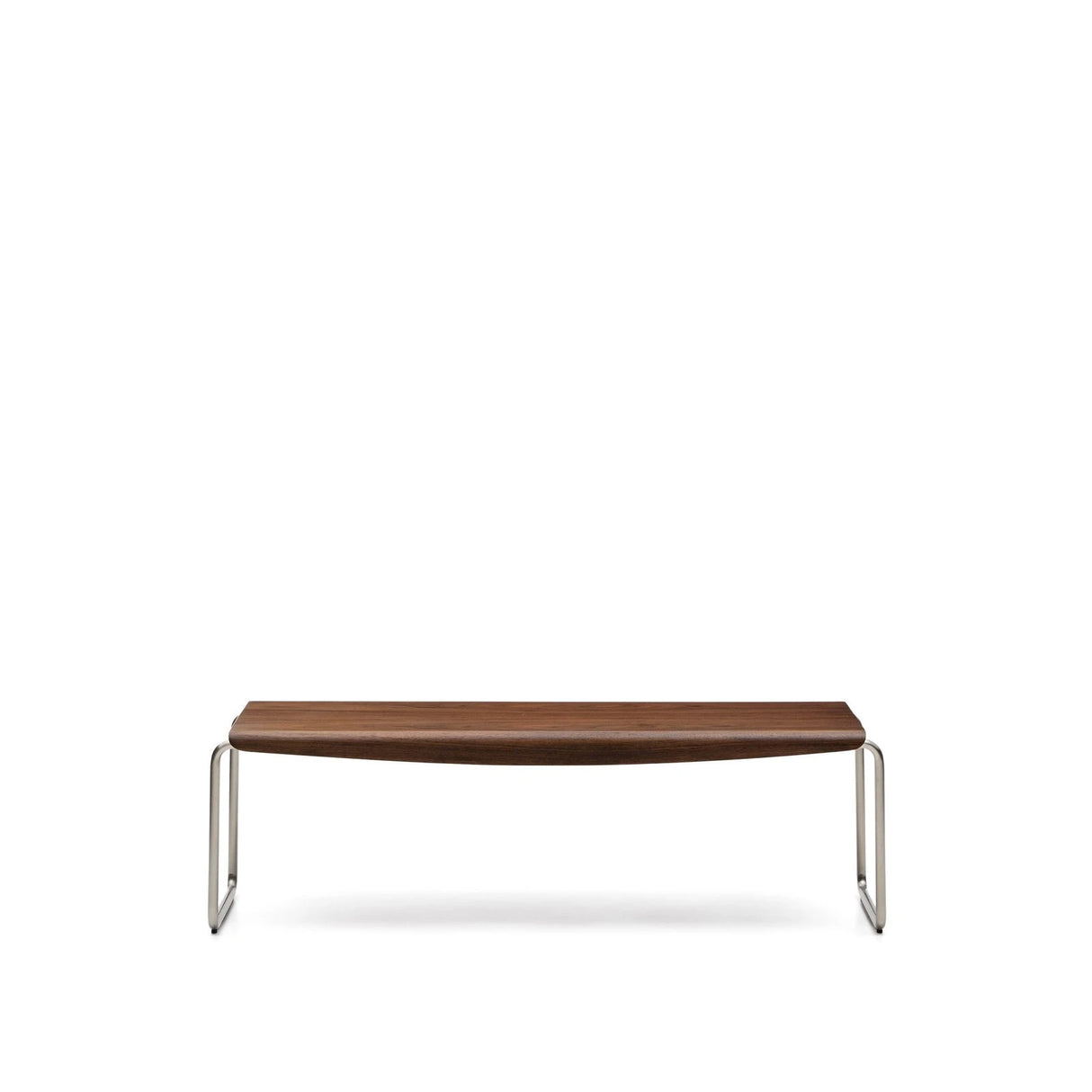 Bank Tarsel aus Nussbaumfurnier FSC 100% mit Gestell aus gebürstetem Edelstahl 142 cm von Kave Home – Produktbild 1