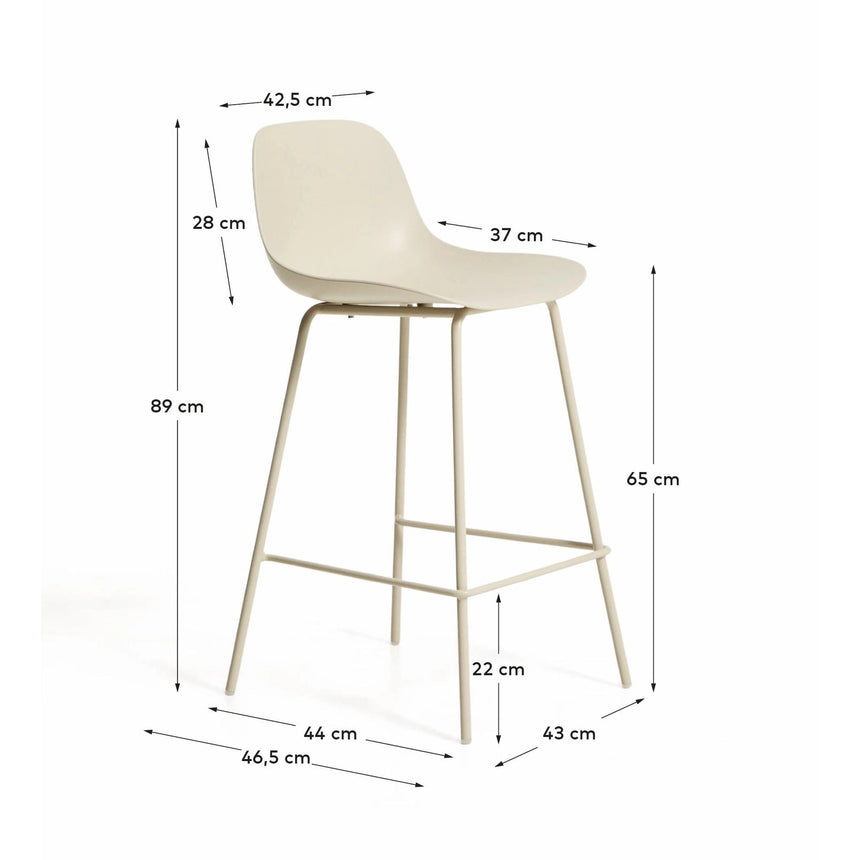 Beiger Hocker Altea mit Stahlbeinen mit beigem Finish, 65 cm von Kave Home – Bild 2