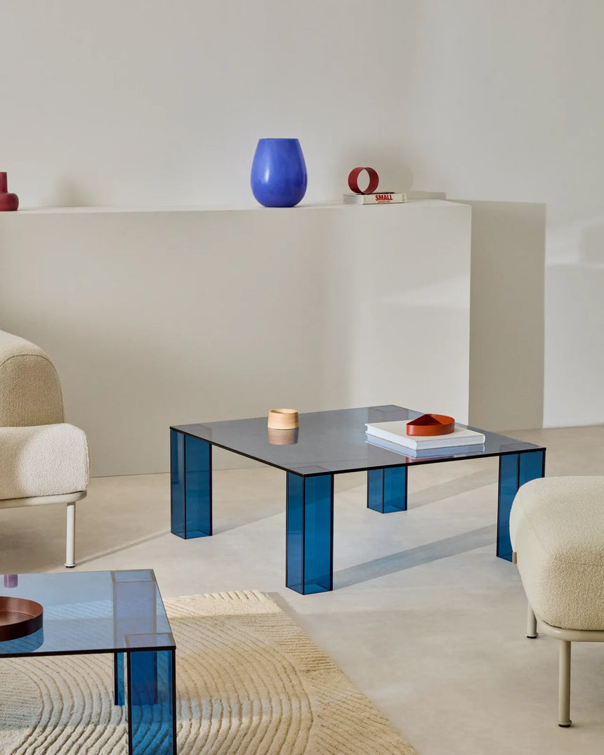 Beistelltisch Adularia aus gehärtetem Glas in Blau 85 x 85 cm von Kave Home – Bild 2