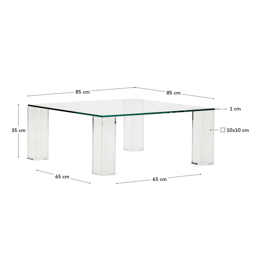 Beistelltisch Adularia aus transparentem gehärtetem Glas 85 x 85 cm von Kave Home – Bild 4