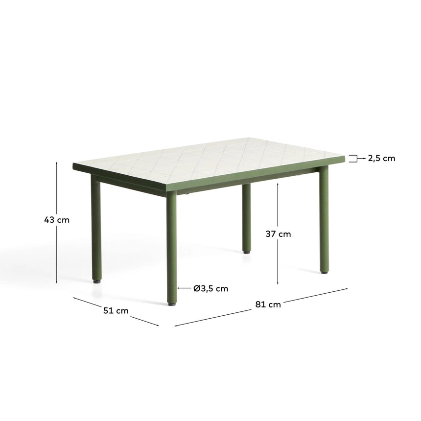 Beistelltisch Maurina aus verzinktem Stahl in Grün mit ecrufarbenen Kacheln, 81 x 51 cm von Kave Home – Bild 5