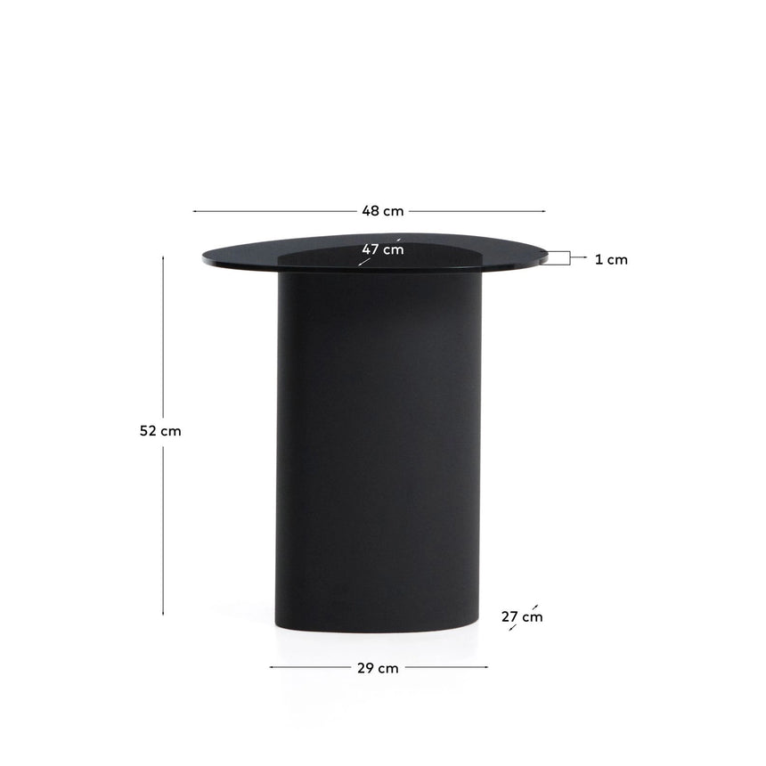 Beistelltisch Olir aus gehärtetem Glas und Stahl 48 x 46,8 cm von Kave Home – Bild 2