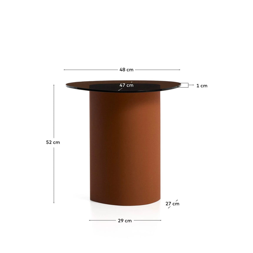 Beistelltisch Olir aus gehärtetem Glas und braunem Stahl 48 x 46,8 cm von Kave Home – Bild 5