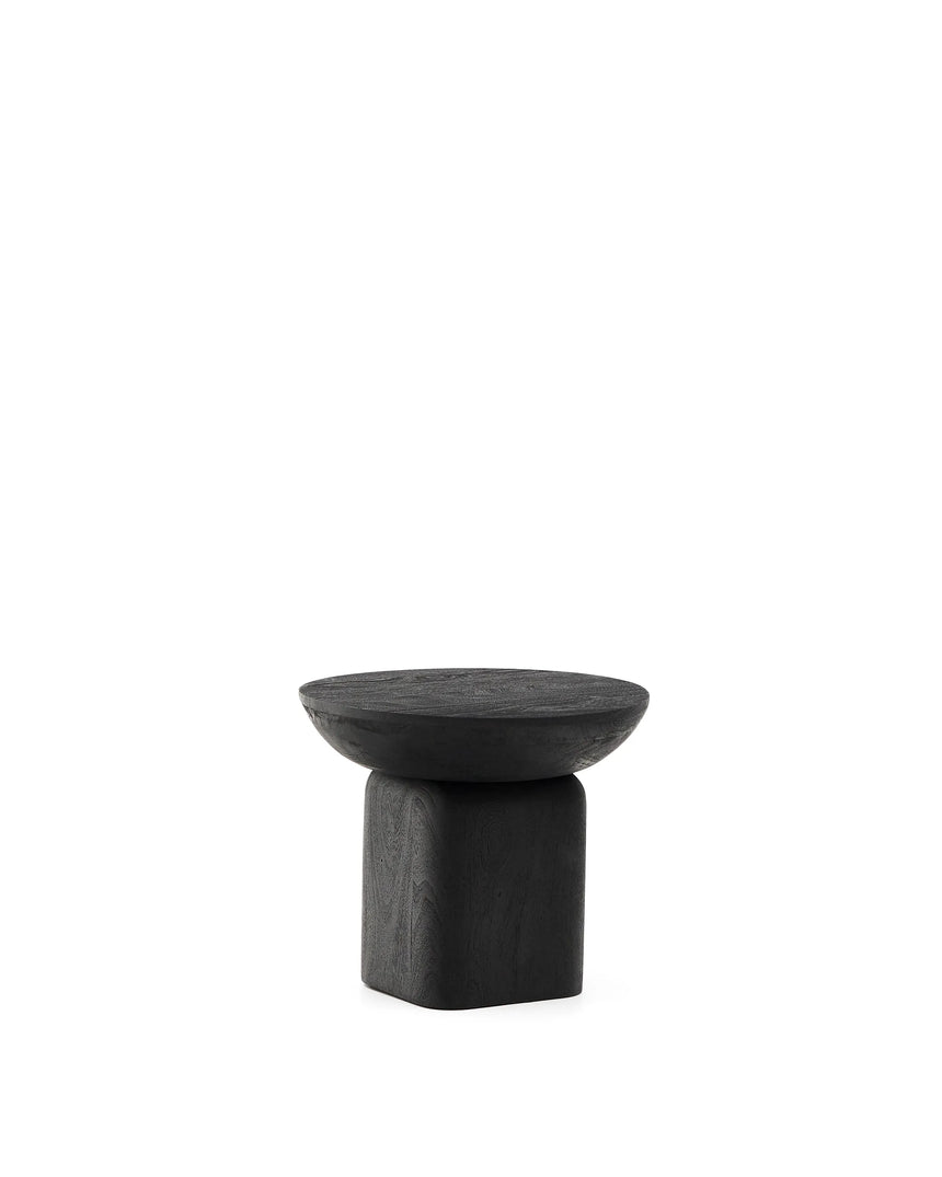 Beistelltisch Ovak aus massivem Akazienholz mit schwarzem Finish, FSC 100%, Ø50 cm von Kave Home – Produktbild 5
