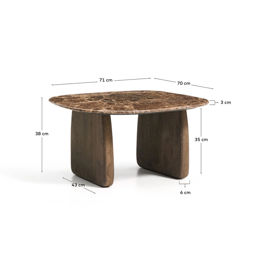 Beistelltisch Pirita aus braunem Marmor mit Beinen aus massivem Eichenholz, 71 x 70 cm, FSC 100 % von Kave Home – Bild 4