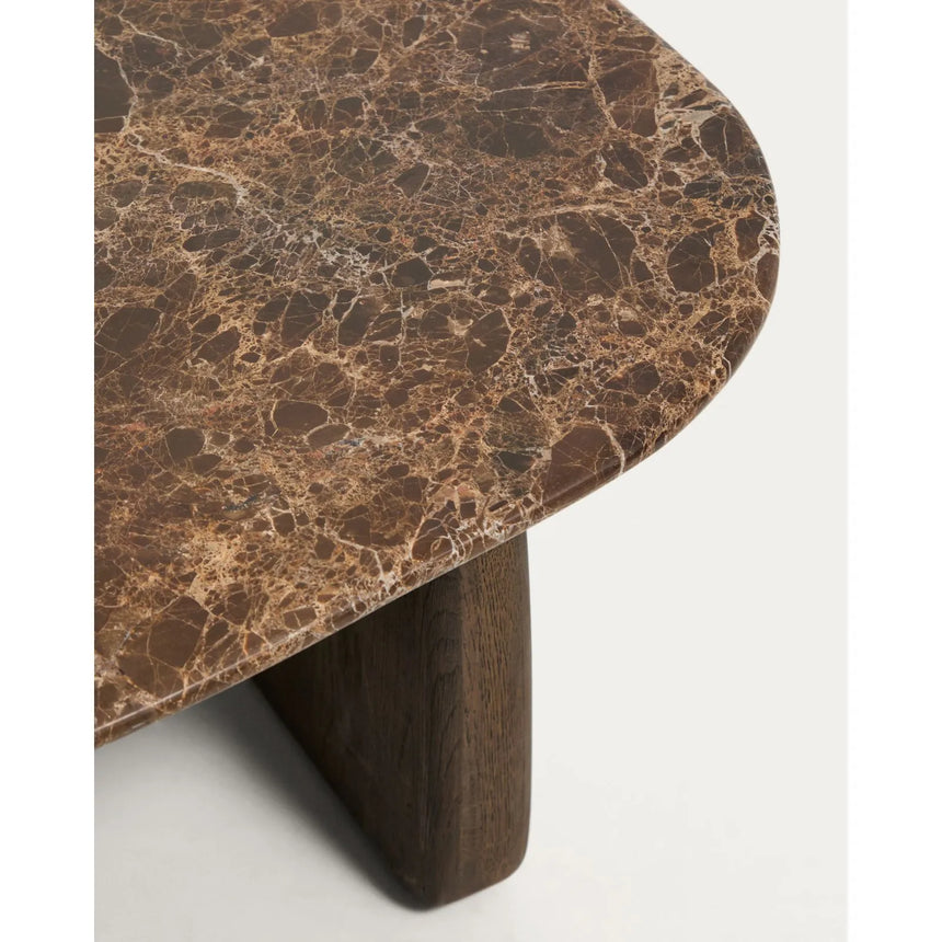 Beistelltisch Pirita aus braunem Marmor mit Beinen aus massivem Eichenholz, 71 x 70 cm, FSC 100 % von Kave Home – Bild 6
