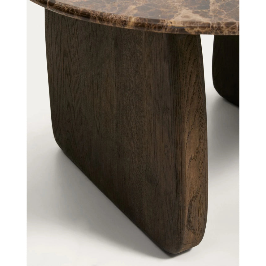 Beistelltisch Pirita aus braunem Marmor mit Beinen aus massivem Eichenholz, 71 x 70 cm, FSC 100 % von Kave Home – Bild 8