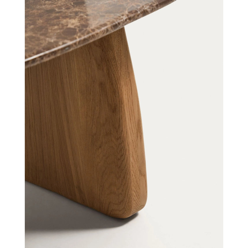 Beistelltisch Pirita aus braunem Marmor mit Beinen aus massivem Eichenholz mit naturfarbenem Finish, 71 x 70 cm, FSC 100 % von Kave Home – Bild 6