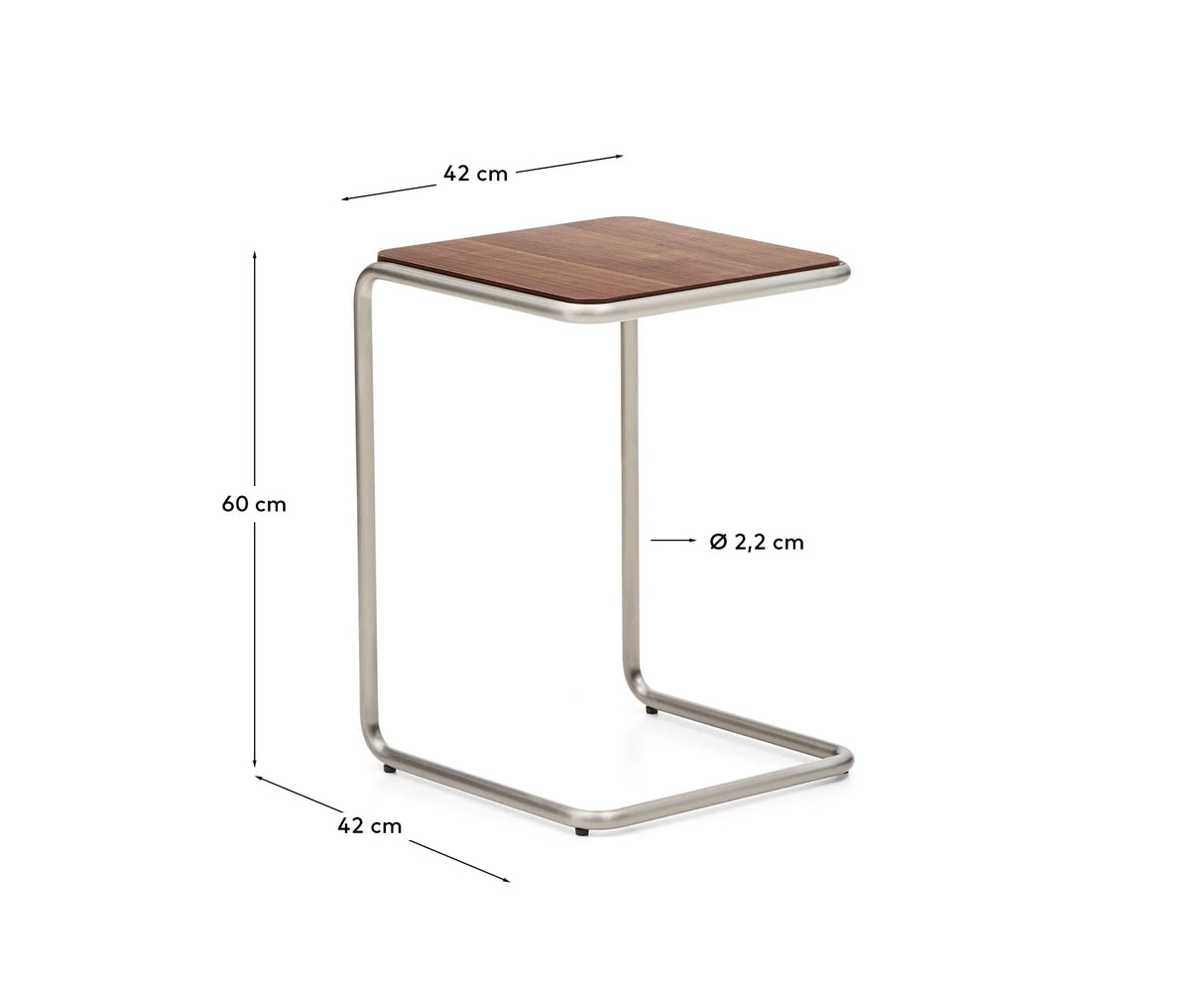 Beistelltisch Tarsel aus Nussbaumfurnier FSC 100% mit Gestell aus gebürstetem Edelstahl 42 x 60 cm von Kave Home – Produktbild 10