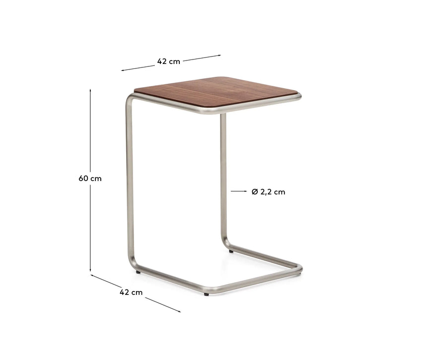 Beistelltisch Tarsel aus Nussbaumfurnier FSC 100% mit Gestell aus gebürstetem Edelstahl 42 x 60 cm von Kave Home – Produktbild 10