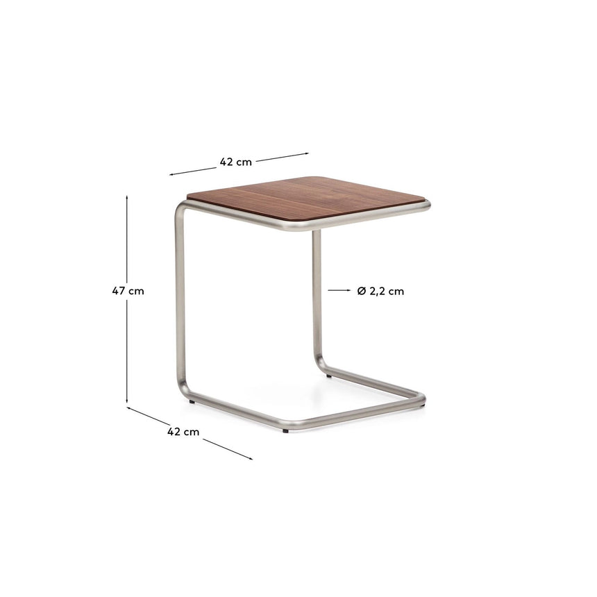 Beistelltisch Tarsel aus Nussbaumfurnier mit Gestell aus gebürstetem Edelstahl 42 x 47 cm von Kave Home – Bild 10