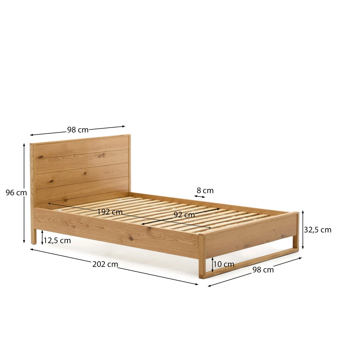 Bett Alguema aus Eichenfurnier mit naturfarbenem Finish für eine 90 x 190 cm große Matratze von Kave Home – Produktbild 5