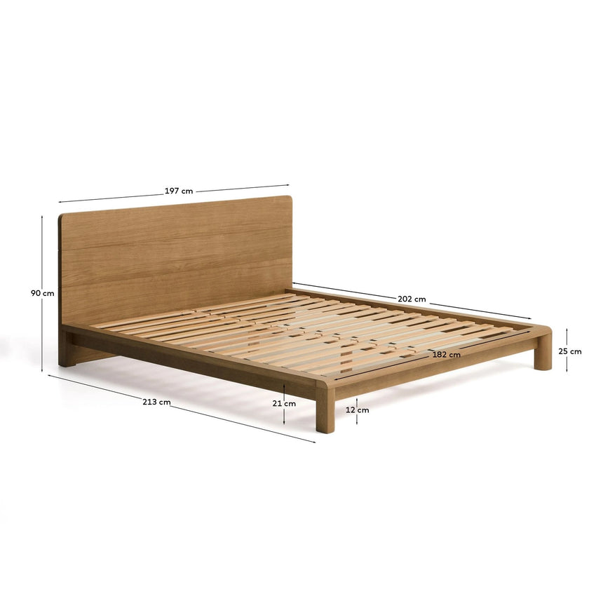 Bett Arelida aus Furnier und massivem Eichenholz mit hellbraunem Finish für Matratze 180 x 200 cm FSC Mix Credit von Kave Home – Bild 7