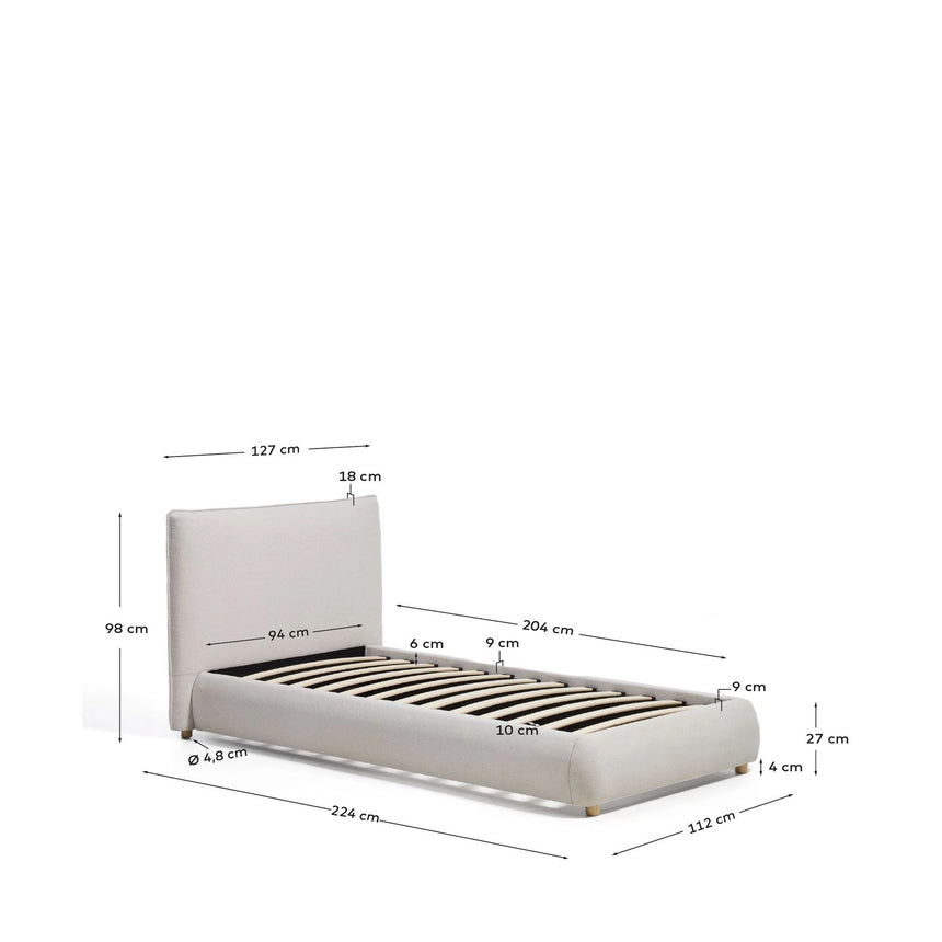 Bett Elerio mit Chenille für Matratzengröße 90 x 200 cm von Kave Home – Bild 2
