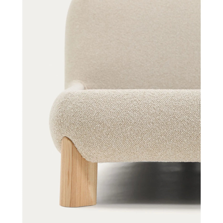 Bett Odina mit abnehmbarem Bezug aus ecrufarbenem Boucléstoff, Beine aus Eschenholz, naturfarbenes Finish, für Matratzen 180 x 200 cm von Kave Home – Bild 8