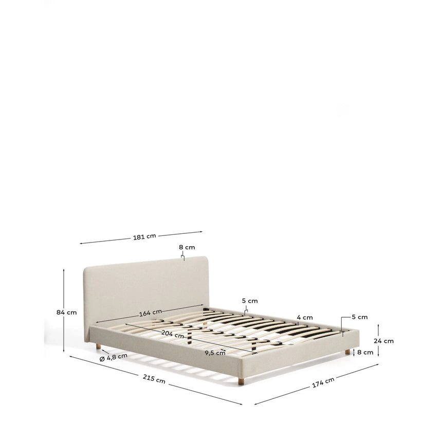 Bett Selven in beiger Chenille für Matratzen 160 x 200 cm von Kave Home – Bild 2