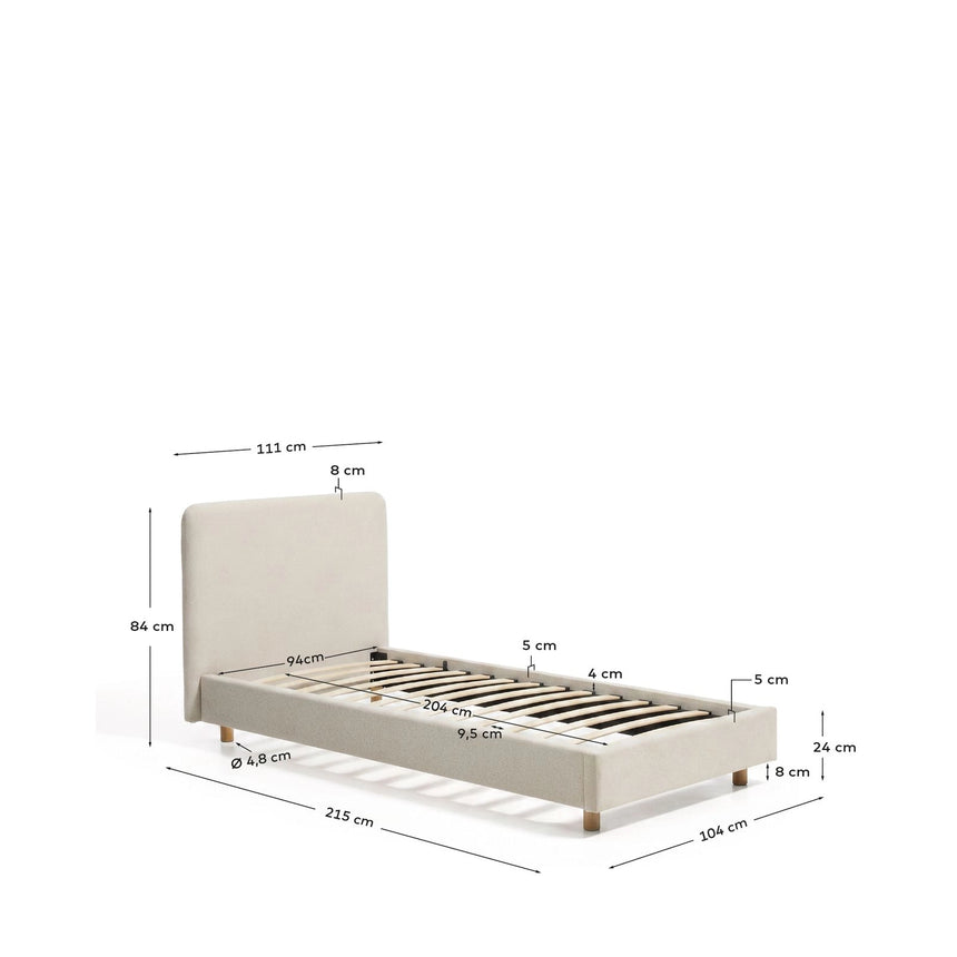 Bett Selven in beiger Chenille für Matratzen 90 x 200 cm von Kave Home – Bild 2