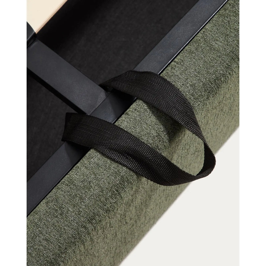 Bett mit klappbarem Bettkasten Darnela in moosgrüner Chenille für Matratzen 150 x 200 cm von Kave Home – Bild 11