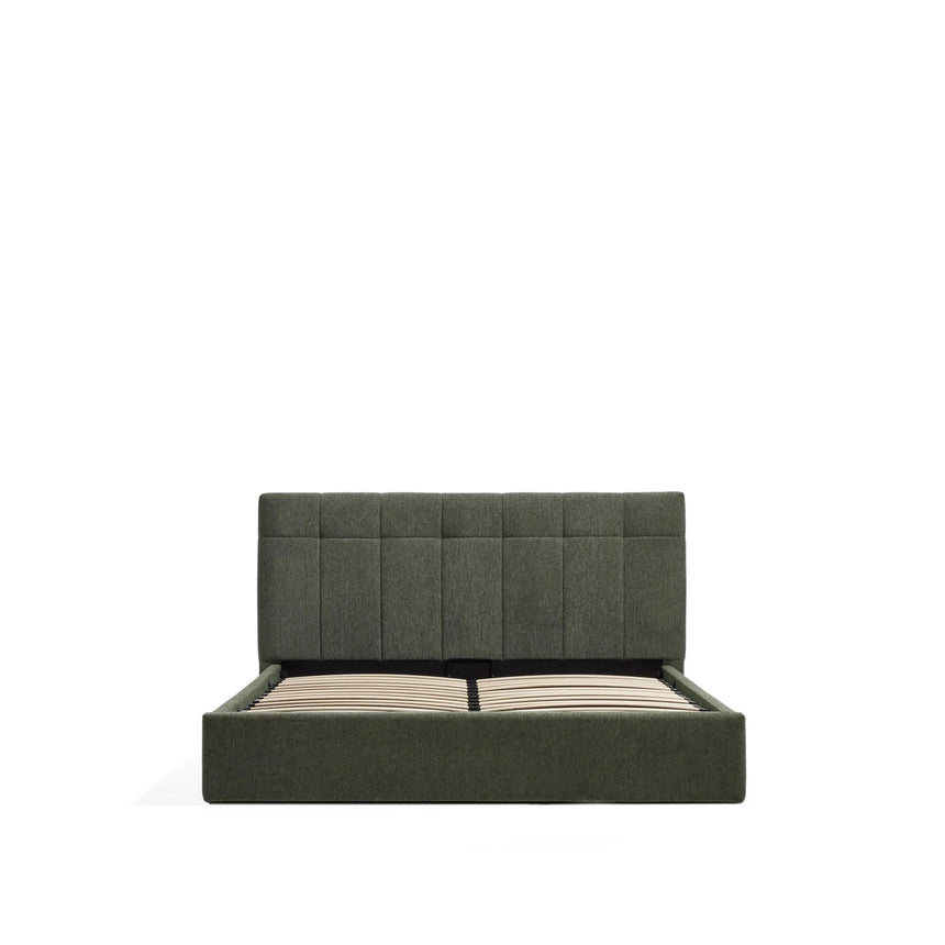 Bett mit klappbarem Bettkasten Darnela in moosgrüner Chenille für Matratzen 150 x 200 cm von Kave Home – Bild 4
